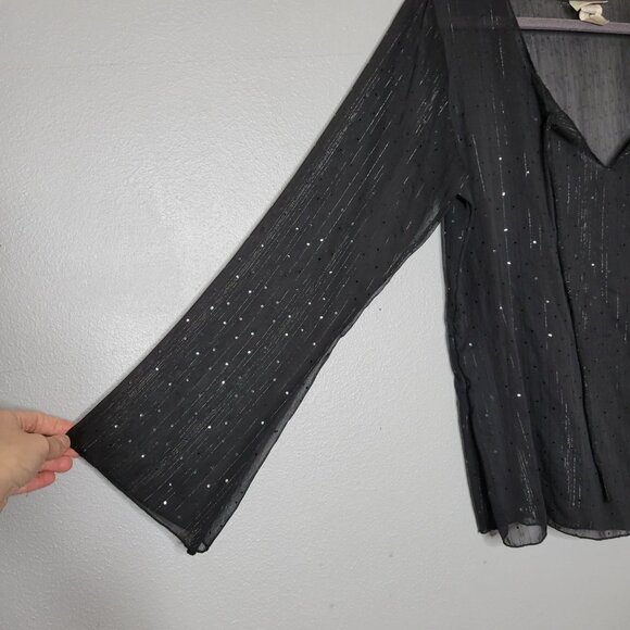 Vintage Y2K Women's 1X Sheer Whimsygoth Witchy Fairy Grunge Sheer Flowy Blouse B - Picture 3 of 6